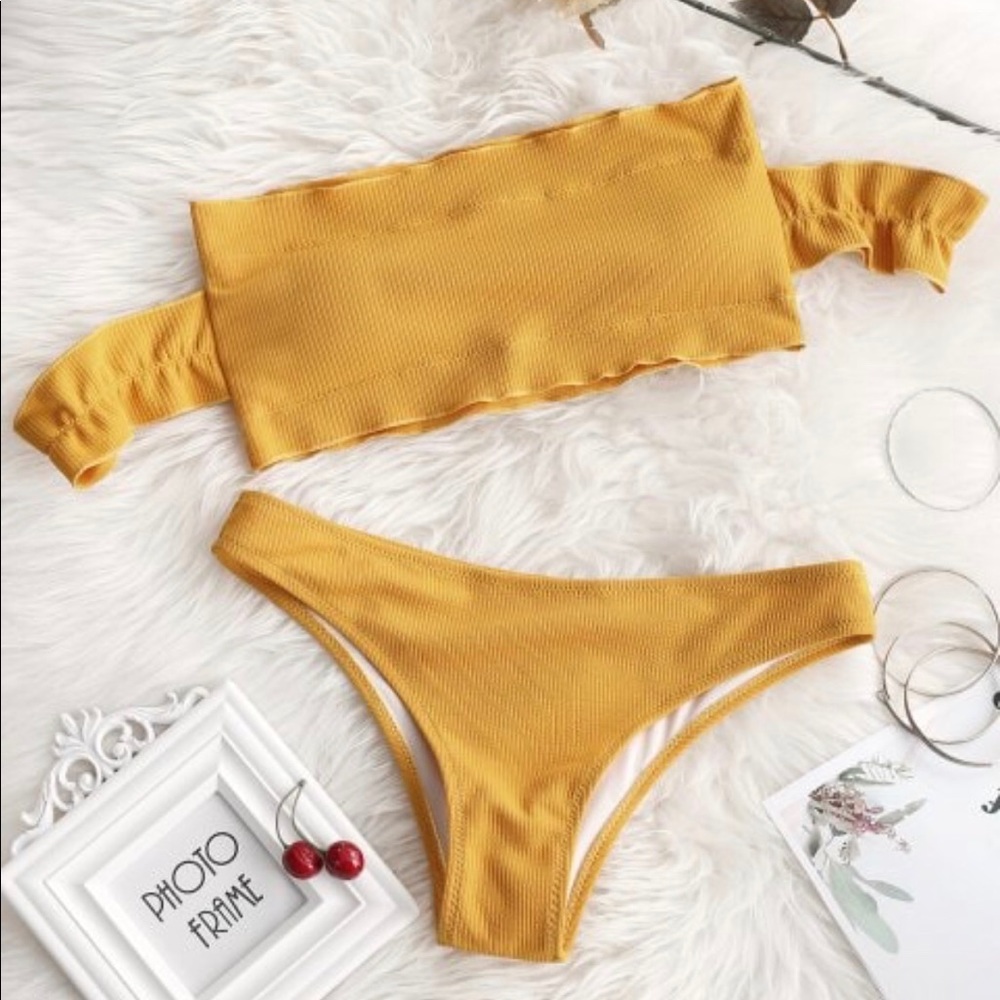 Mustard Off the Shoulder Bikini